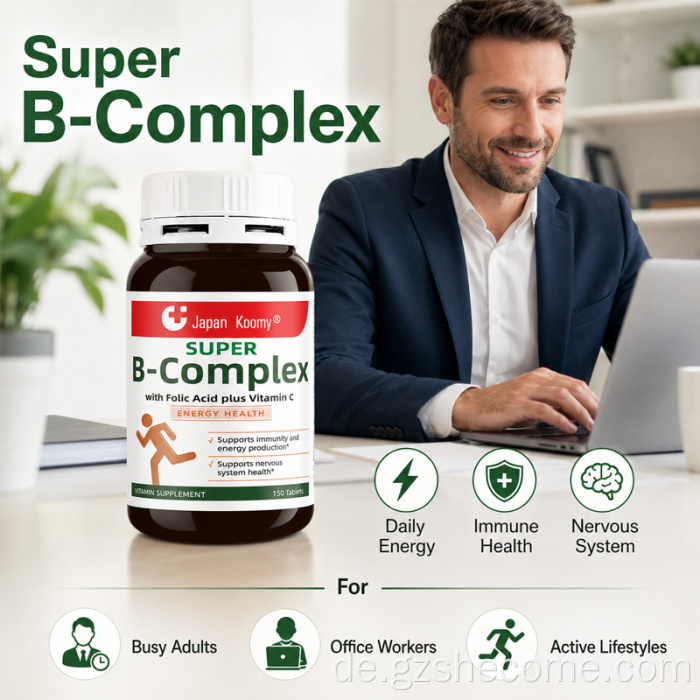 Shecome Super B Complex Tabletten unterstützen das Immunsystem und die Nerven